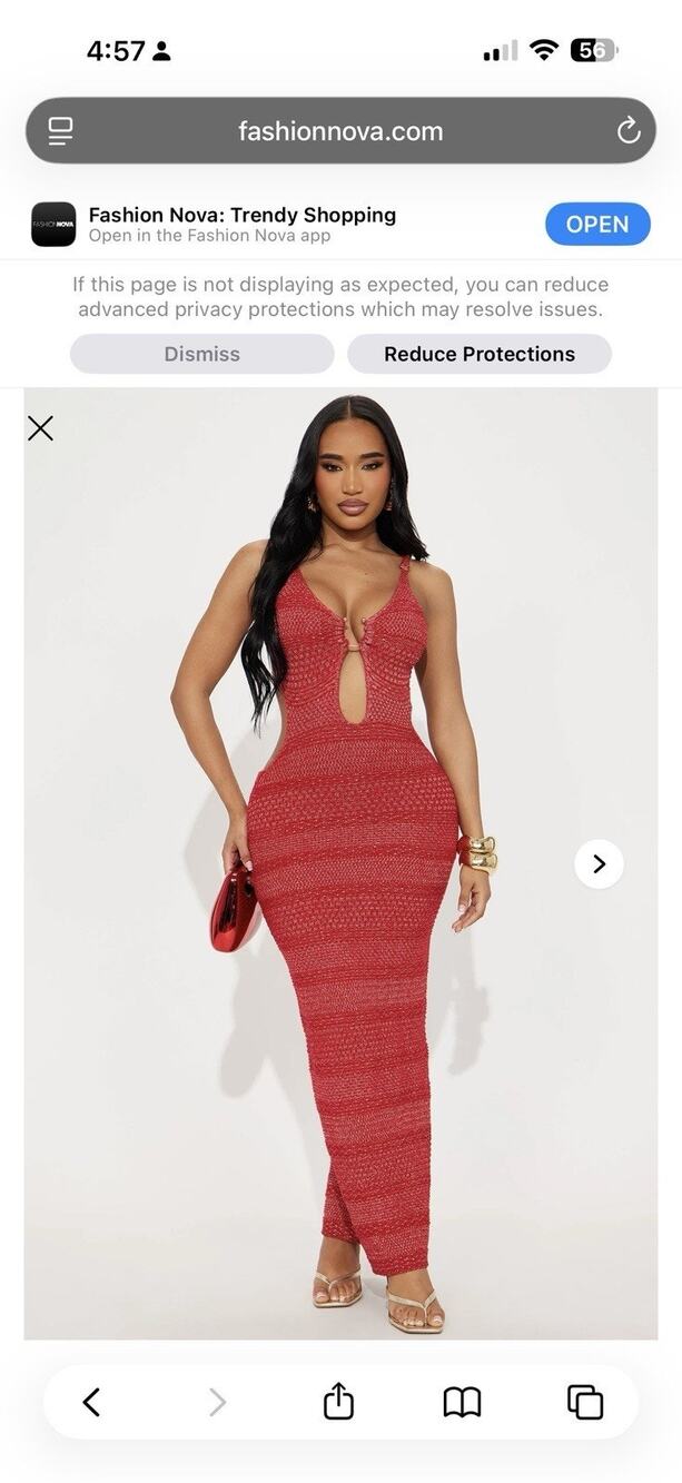 Ibiza Metallic Crochet Maxi Dress - Red Size: XL